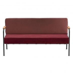 Canapé Barnabé – bicolore Dossier Feutrine Terracotta & Assise Velours Bordeaux - Pieds Noirs