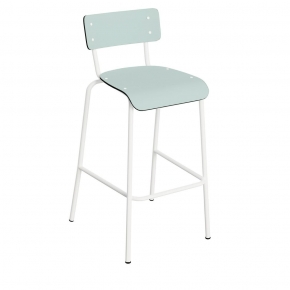 Chaise de bar Suzie 65cm – uni Dossier & Assise Menthe - Pieds Blancs