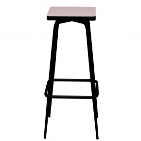 Tabouret de bar Marcel 75 cm – Assise uni Rose Poudré - Pieds Noirs