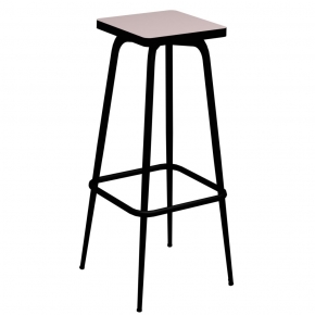 Tabouret de bar Marcel 75 cm – Assise uni Rose Poudré - Pieds Noirs