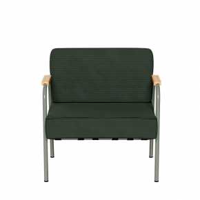 Fauteuil Barnabé - uni Dossier & Assise Velours côtelé Vert Forêt - Pieds Kaki