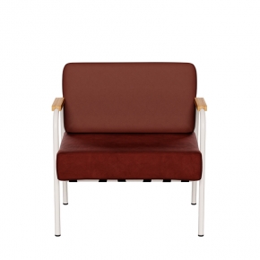 Fauteuil Barnabé - bicolore Dossier Simili-cuir Rouge & Assise Velours Bordeaux - Pieds Blancs