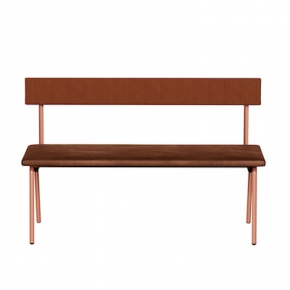 Banc Anita – Dossier Velours côtelé Paprika et Assise Velours Brun - Pieds Terracotta