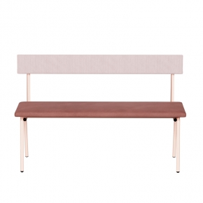 Banc Anita – Dossier Velours côtelé Rose Poudré et Assise Velours Bois de Rose - Pieds Rose Poudré