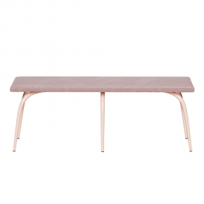 Banc Annie – Assise Uni Velours Côtelé Rose Poudré - Pieds Rose Poudré