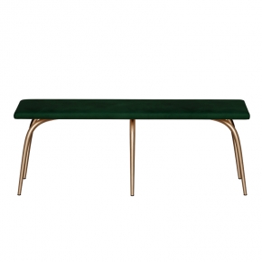 Banc Annie – Assise Uni Velours Vert Forêt - Pieds Dorés