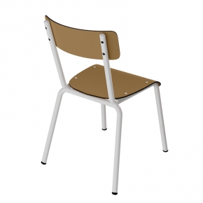 Chaise d'écolier Enfant Colette - Dossier & Assise uni Ocre - Pieds blancs