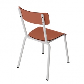 Chaise d'écolier Enfant Colette - Dossier & Assise uni Paprika - Pieds blancs