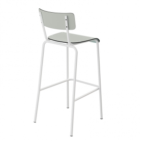 Chaise de bar Suzie 75cm – uni Dossier & Assise Menthe - Pieds Blancs