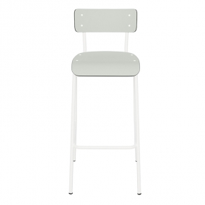 Chaise de bar Suzie 75cm – uni Dossier & Assise Menthe - Pieds Blancs