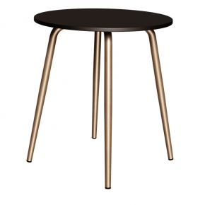 Table Ronde Léon – Stratifié Uni Noir - Pieds Dorés - Ø 75 cm