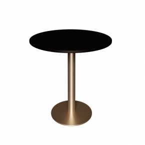 Table Ronde Léon – Stratifié Uni Noir - Pied central Doré - Ø 75 cm