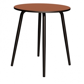 Table Ronde Léon – Stratifié uni Paprika- Pieds Noirs - Ø 75 cm