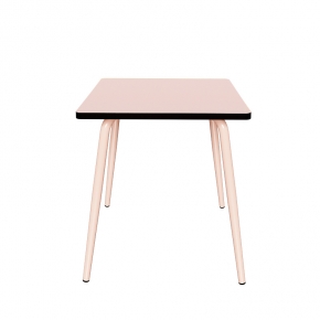 Table Retro Véra Carrée 70x70 – uni Rose Poudré - Pieds Rose Poudré