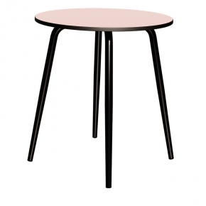 Table Ronde Léon – Stratifié uni Rose Poudré - Pieds Noirs - Ø 75 cm