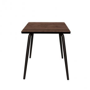 Table Retro Véra Carrée 70x70 – Imprimé Bois Foncé - Pieds Noirs