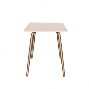 Table en Plastique Recyclé Beige - Pieds Dorés - 65x60