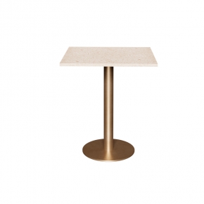 Table en Plastique Recyclé Beige - Pied Central Doré - 65x60