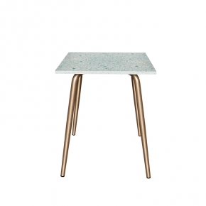 Table en Plastique Recyclé Bleu - Pieds Dorés - 65x60