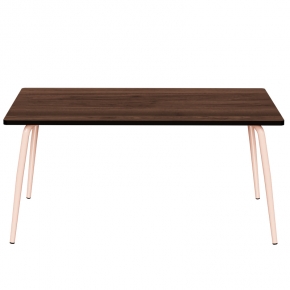 Table Retro Véra 160x80 – uni Bois Foncé - Pieds Rose Poudré