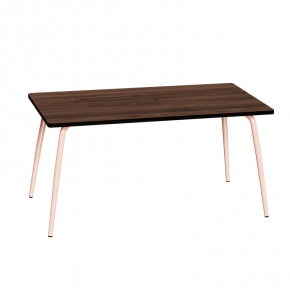 Table Retro Véra 160x80 – uni Bois Foncé - Pieds Rose Poudré