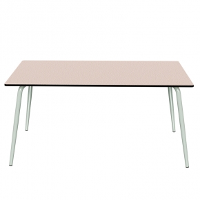 Table de Jardin Sun – Uni Rose Poudré - Pieds Menthe – 160×90