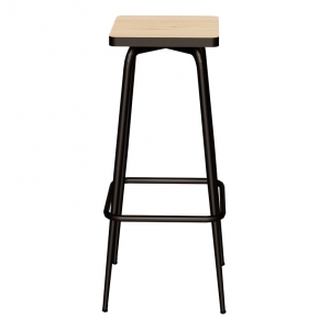 Tabouret de bar Marcel 75 cm – Assise imprimé Bois Clair - Pieds Noirs