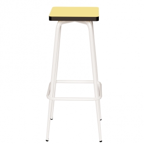 Tabouret de bar Marcel 75 cm – Assise uni Jaune Citron - Pieds Blancs