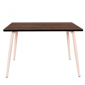 Table Retro Véra 120x70 – imprimé Bois Foncé - Pieds Rose Poudré