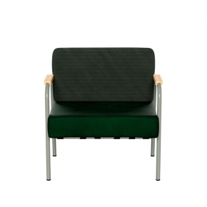 Fauteuil Barnabé – bicolore Dossier Velours cotelé Vert Foret & Assise Velours Vert Foret - Pieds Kaki