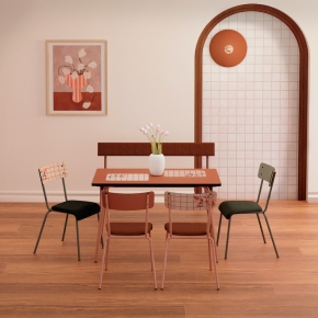 Table Retro Véra 120x70 – uni Paprika - Pieds Terracotta