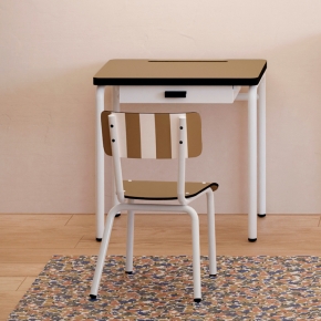 Bureau d’écolier enfant Régine – Uni Ocre - Pieds Blancs