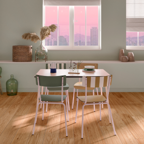 Table Retro Véra 120x70 – uni Rose Poudré - Pieds Rose Poudré