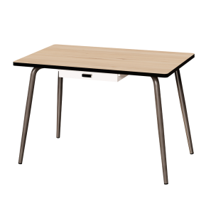 Table Véra avec Tiroir – Stratifié Bois Clair - Pieds Bruts