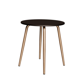 Table Ronde Léon – Stratifié Uni Noir - Pieds Dorés - Ø 75 cm