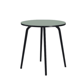 Table Ronde Léon – Stratifié uni Kaki - Pieds Noirs - Ø 75 cm