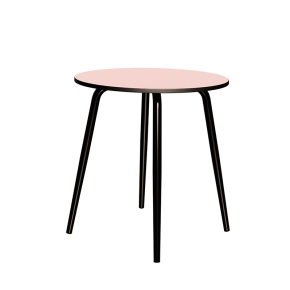 Table Ronde Léon – Stratifié uni Rose Poudré - Pieds Noirs - Ø 75 cm