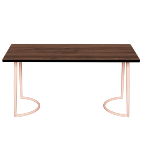 Table Retro Amiel 160x80 - Stratifié Uni Bois foncé - Pieds Rose Poudré