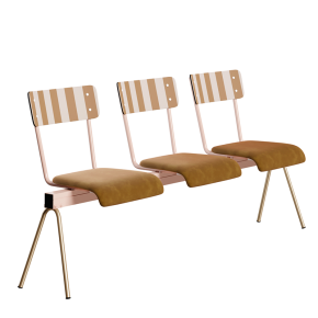 Banc Anouk 3 places - Assises French Riviera Ocre, Structure Rose poudré, pieds dorés