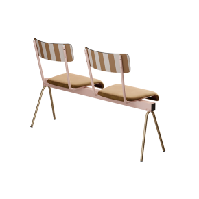 Banc Anouk 2 places - Assises French Riviera Ocre, Structure Rose poudré, pieds dorés