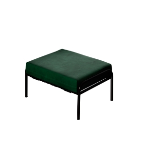 Pouf Barnabé, Assise Velours Vert Colibri - Pieds Noirs