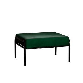 Pouf Barnabé, Assise Velours Vert Colibri - Pieds Noirs