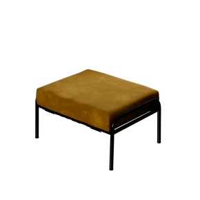 Pouf Barnabé, Assise Velours Ocre - Pieds Noirs