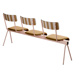 Banc Anouk 3 places - Dossiers French Riviera Ocre & Assises en velours Ocre, Structure & pieds Rose poudré