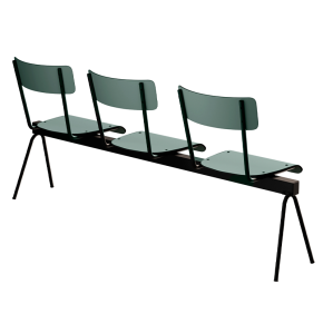 Banc Anouk 3 places - Dossiers & Assises Stratifié Uni Kaki, Structure & pieds Noirs