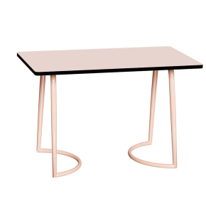 Table Retro Amiel 120x70 - Stratifié Uni Rose Poudré - Pieds Rose Poudré