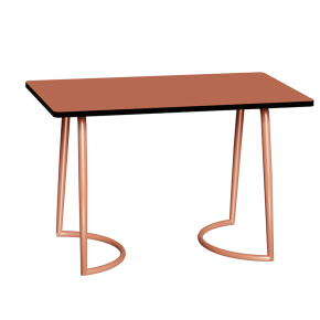 Table Retro Amiel 120x70 - Stratifié Uni Paprika - Pieds Terracotta