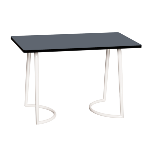 Table Retro Amiel 120x70 - Stratifié Uni Gris Bleu - Pieds Blancs