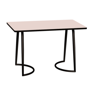 Table Retro Amiel 120x70 - Stratifié Uni Rose Poudré - Pieds Noirs