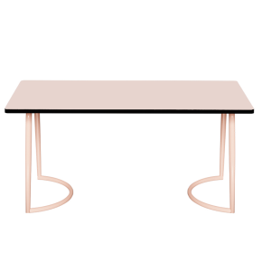 Table Retro Amiel 160x80 - Stratifié Uni Rose Poudré - Pieds Rose Poudré